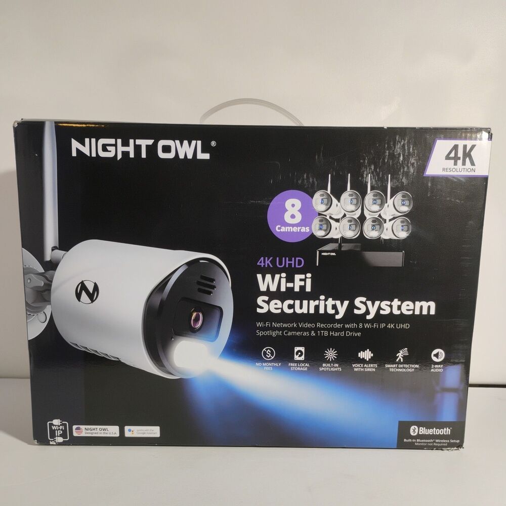 Night Owl CL-BT8WN-18L 4K HD Wi-Fi Security System with 8 Cameras, 1TB HD